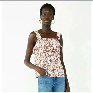 Nine West Women's Squareneck Ruffle Tank Size Medium